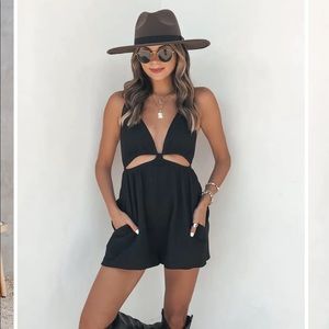 Vici Black Cutout Romper - Size Medium